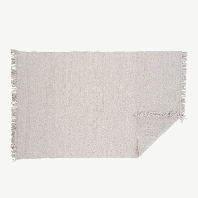 Valge käsitsi kootud villavaip Betina narmastega (230 × 160 cm) - 15680-120
