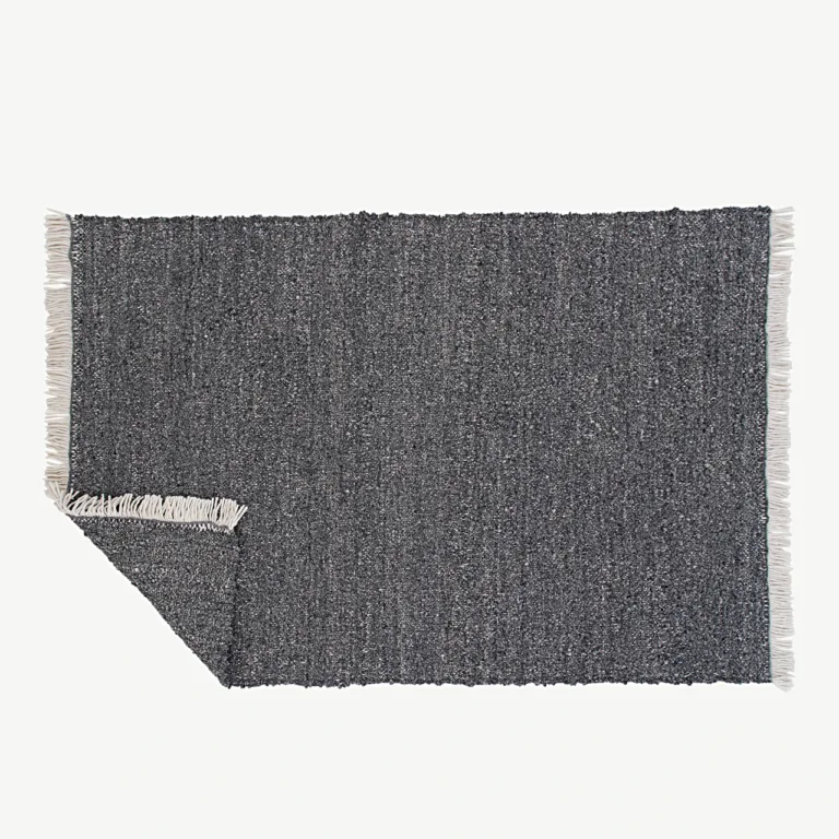 Käsitsi kootud hall villavaip Betina narmastega, 300 × 400 cm - 15681-505