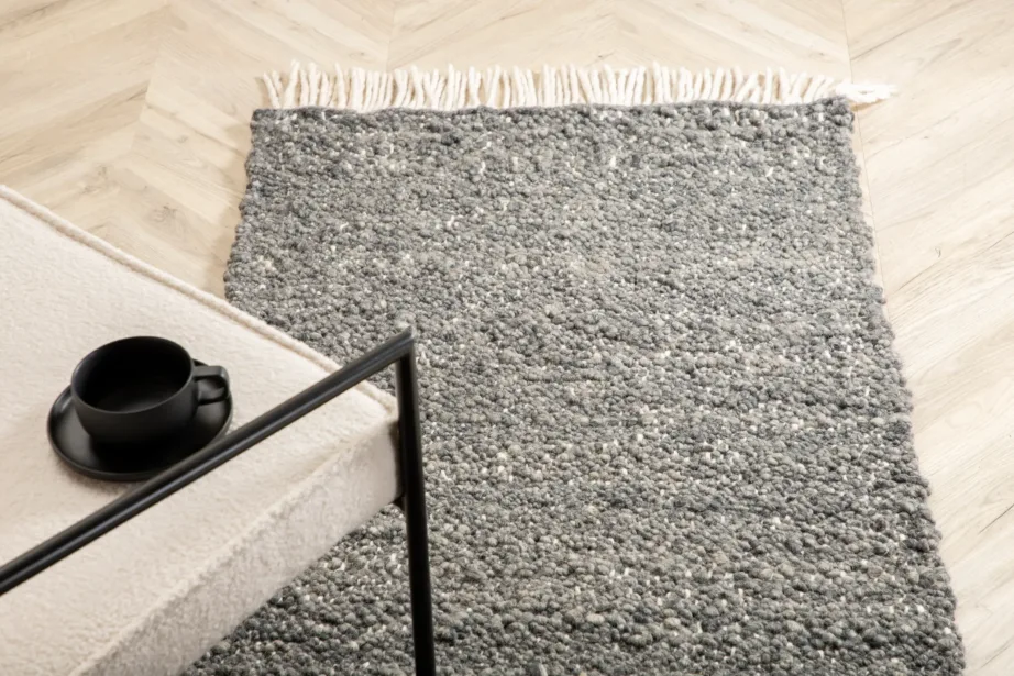 Käsitsi kootud hall villavaip Betina, narmastega, 80 × 250 cm, 15682-505 – 4