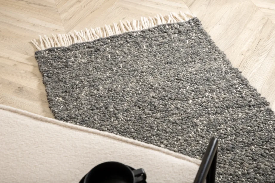 Käsitsi kootud hall villavaip Betina, narmastega, 80 × 250 cm, 15682-505 – 10