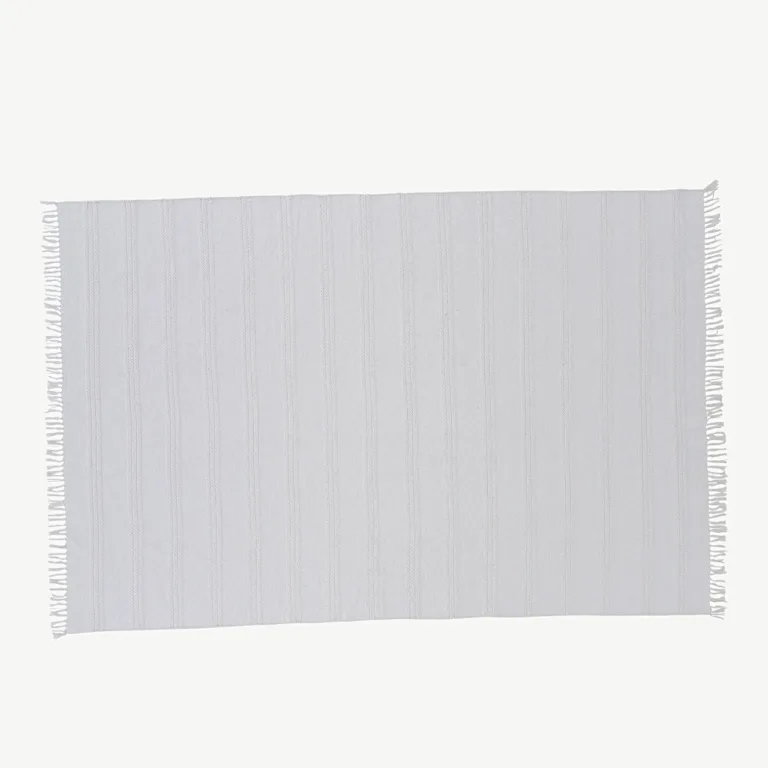 Murdvalge käsitsi kootud puuvill-villavaip Nico, narmastega (200 × 300 cm) - 15692-420