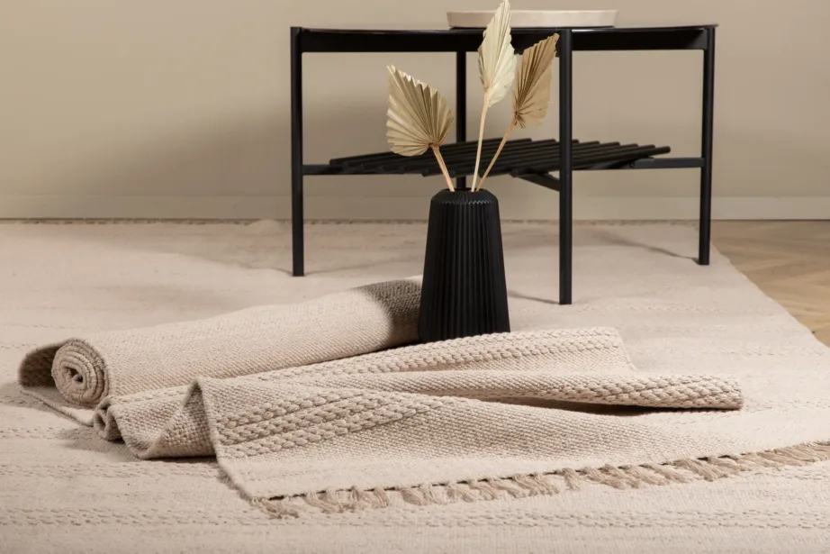 Beež käsitsi kootud puuvilla-villavaip Nico, 200 × 300 cm, 15692-695 – 3