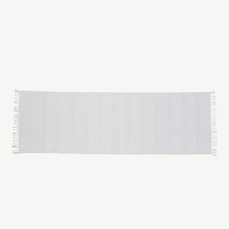 Murdvalge puuvilla-villavaip Nico palmikutega, 80 × 250 cm - 15694-420