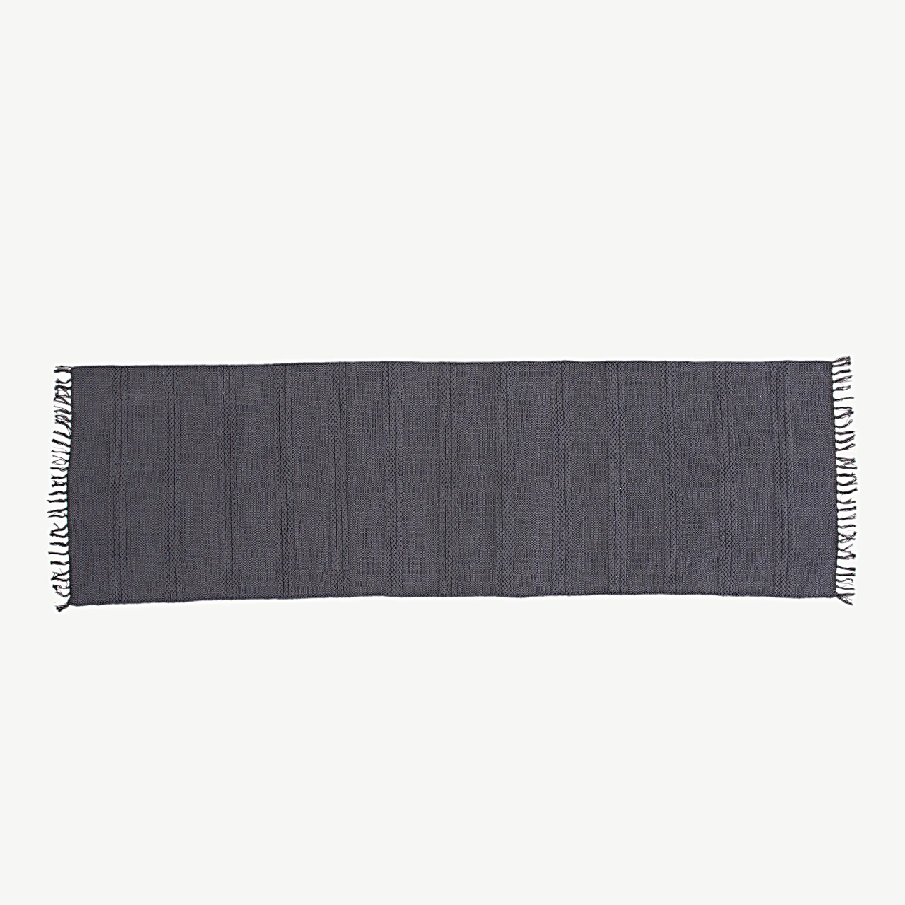 Hall käsitsi kootud puuvilla-villavaip Nico, 80 × 250 cm narmastega - 15694-555