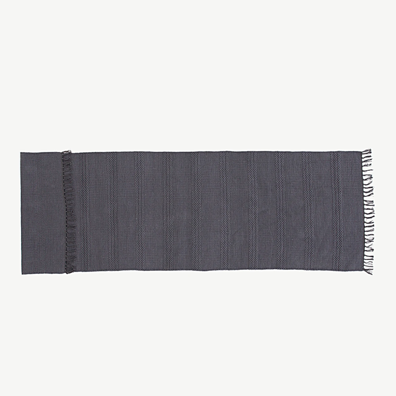 Hall käsitsi kootud puuvilla-villavaip Nico, 80 × 250 cm narmastega - 15694-555