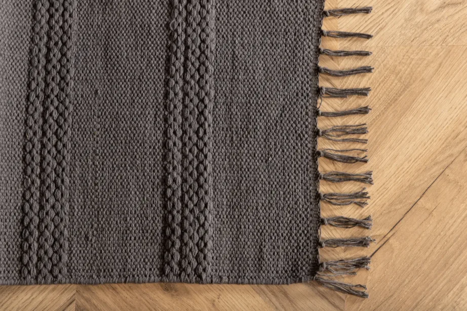 Hall käsitsi kootud puuvilla-villavaip Nico, 80 × 250 cm narmastega, 15694-555 – 6