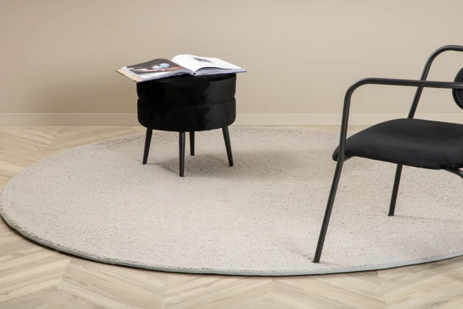 Ümmargune hall polüester vaip Teddy, Ø 200 cm, 15710-995 – 3