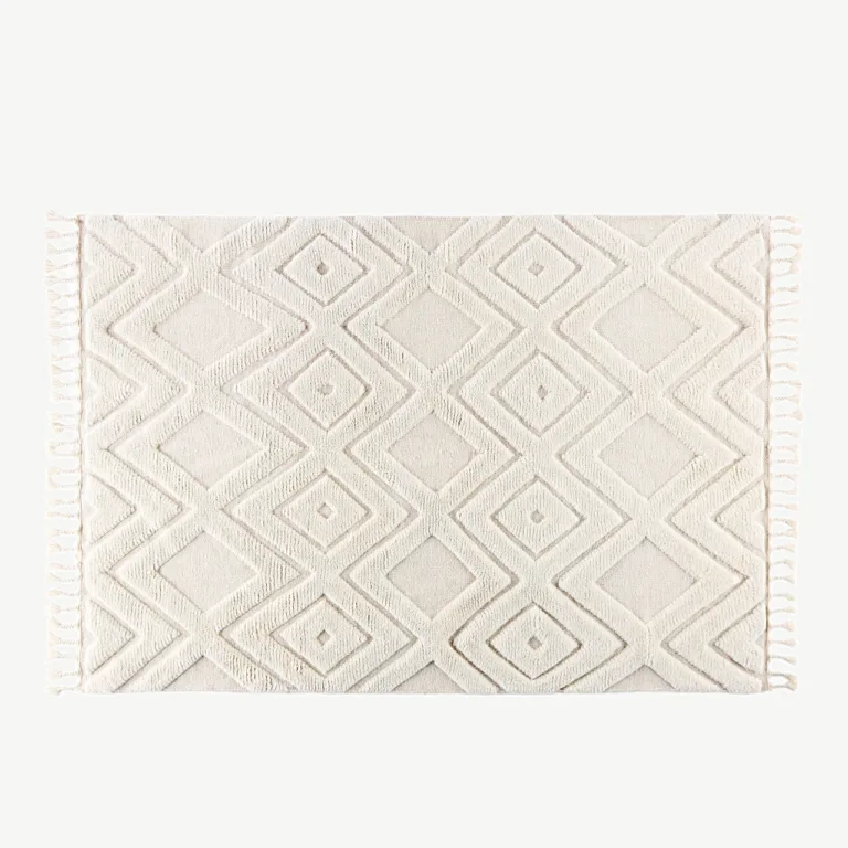 Struktuurse mustriga valge villavaip Dahlia 160 × 230 cm - 15719-557