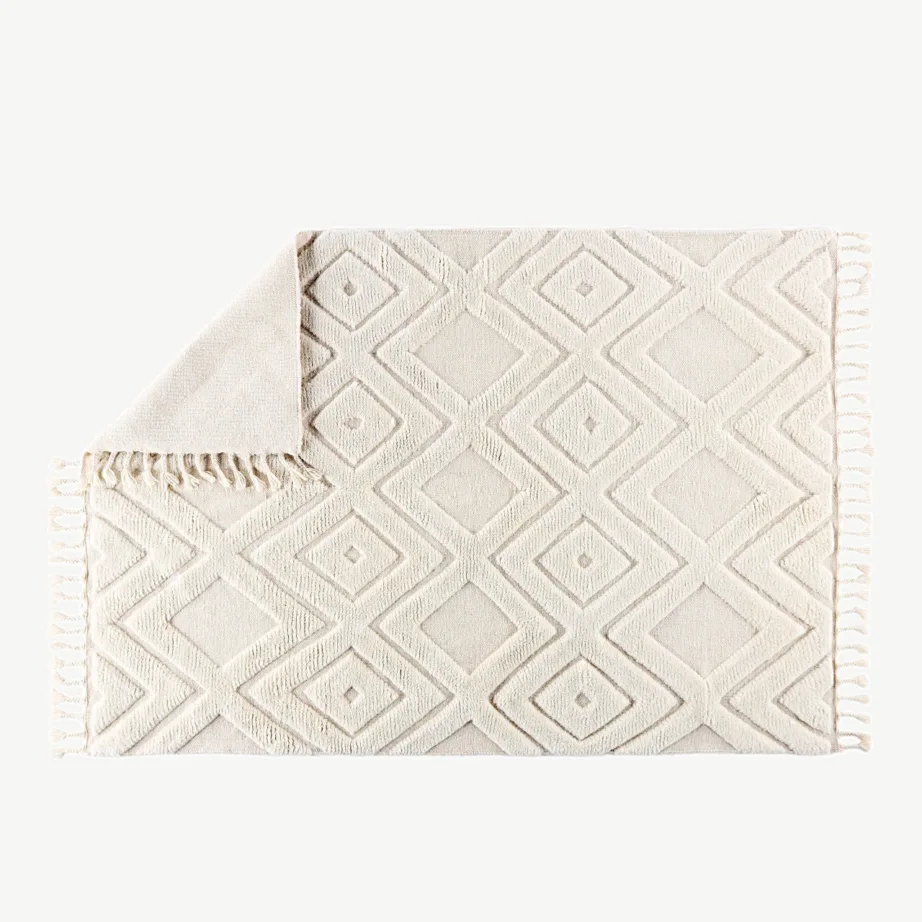 Struktuurse mustriga valge villavaip Dahlia 160 × 230 cm, 15719-557