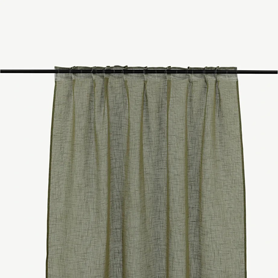 Sammalroheline õhuke polüesterkardin Kaya multiribaga, 140 × 240 cm, 15923-604