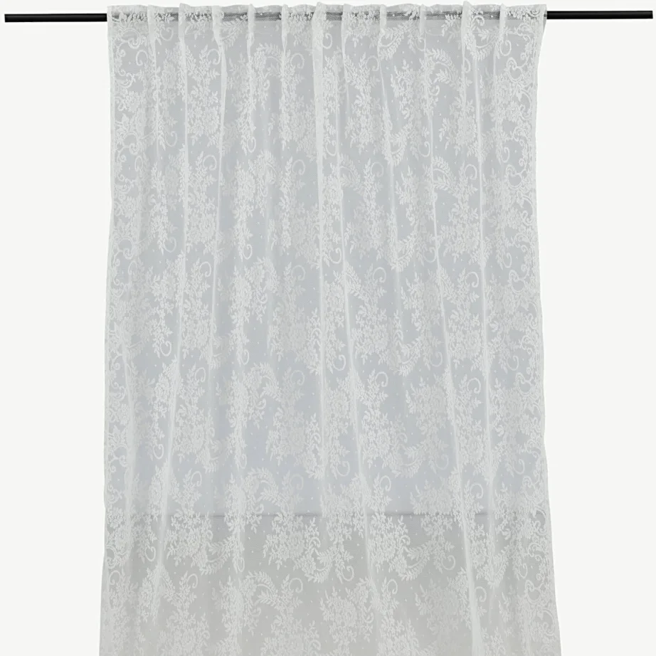 Valged pitskardinad Daisy multifunktsionaalse paelaga (140 × 290 cm, 2 tk), 15927-801