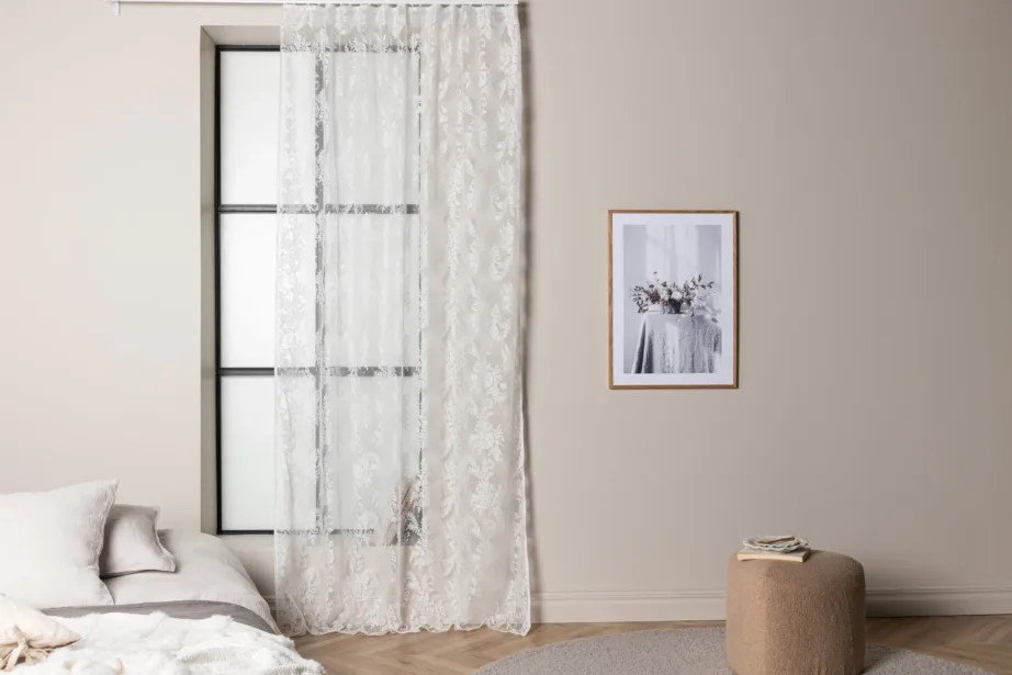 Valged pitskardinad Daisy multifunktsionaalse paelaga (140 × 290 cm, 2 tk), 15927-801 – 5