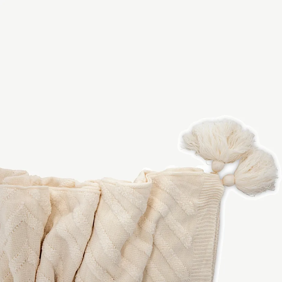 Murdvalge akrüülpleed Katlyn, tupsudega, 130 × 170 cm, 15941-201 – 3