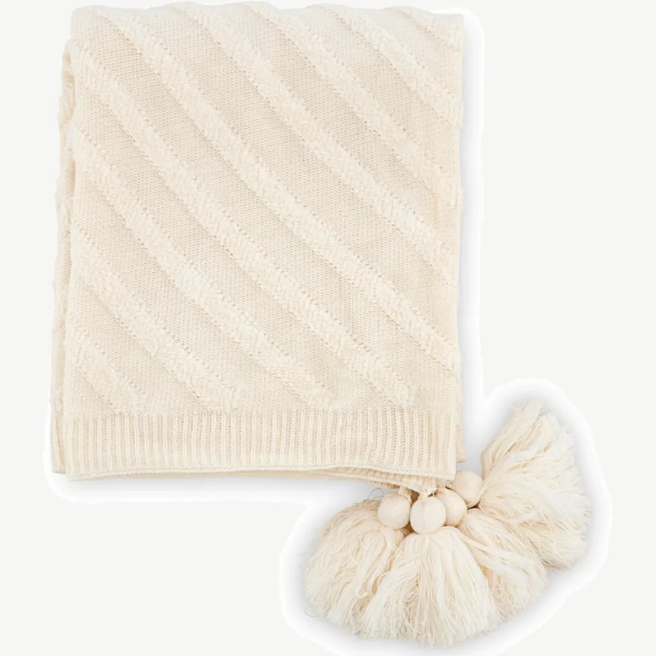 Murdvalge akrüülpleed Katlyn, tupsudega, 130 × 170 cm, 15941-201 – 5