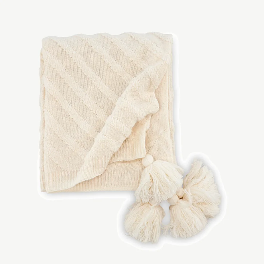 Murdvalge akrüülpleed Katlyn, tupsudega, 130 × 170 cm, 15941-201 – 6