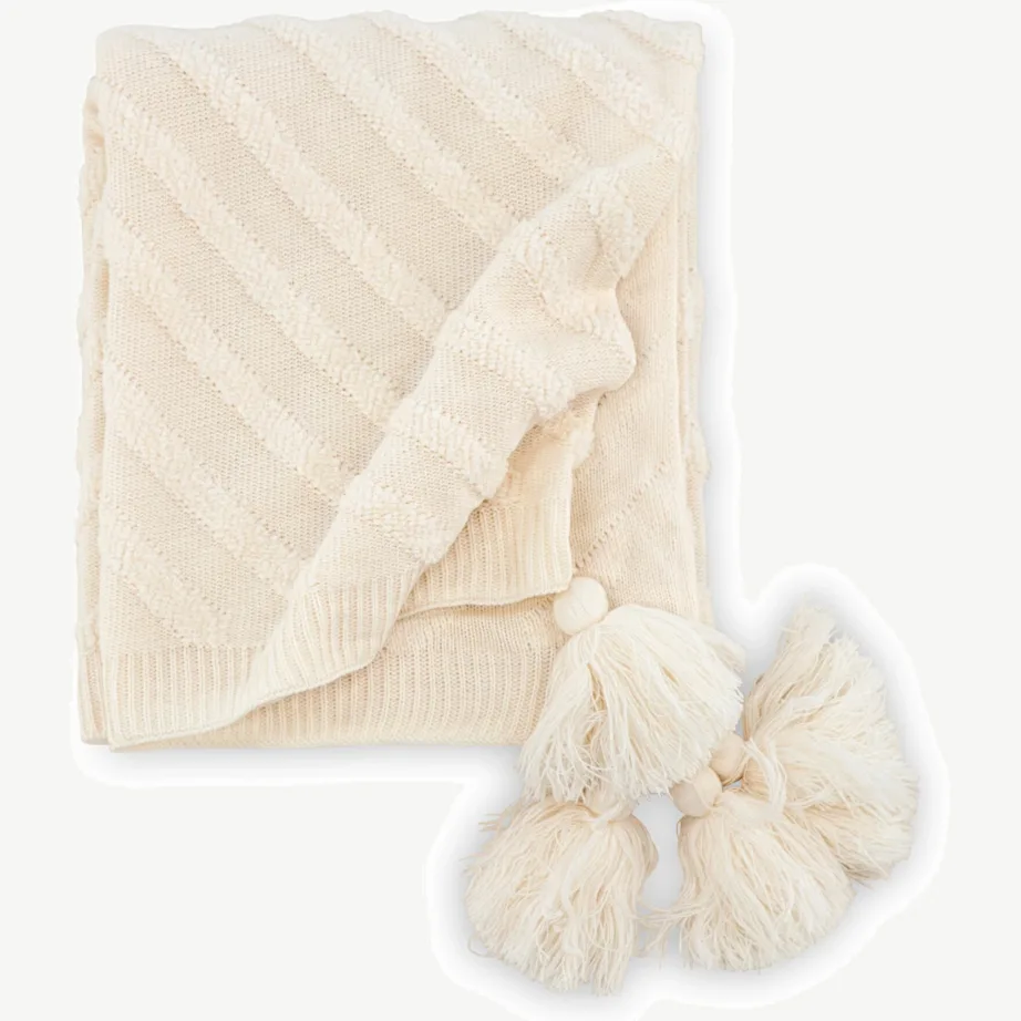 Murdvalge akrüülpleed Katlyn, tupsudega, 130 × 170 cm, 15941-201 – 7