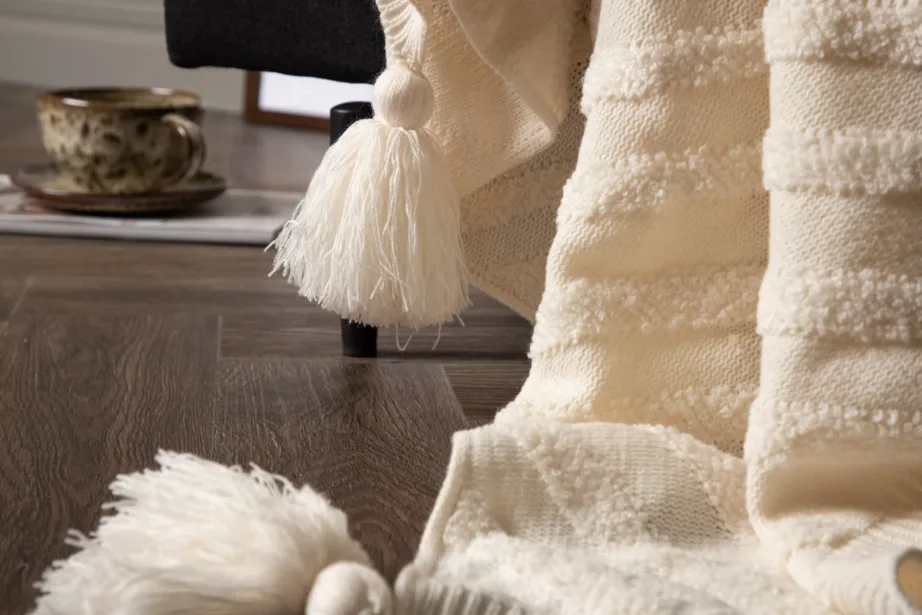 Murdvalge akrüülpleed Katlyn, tupsudega, 130 × 170 cm, 15941-201 – 11