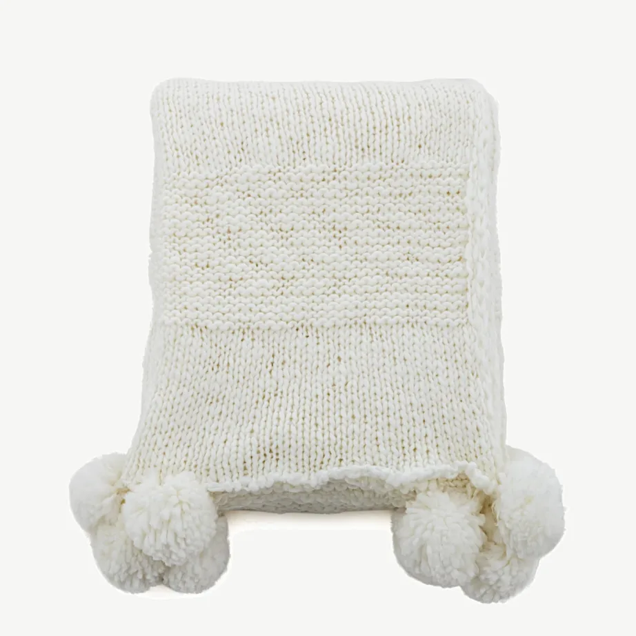 Valge akrüülist pleed tutidega Anny 130 × 170 cm, 15943-201 – 2