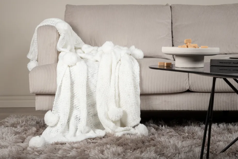 Valge akrüülist pleed tutidega Anny 130 × 170 cm, 15943-201 – 5