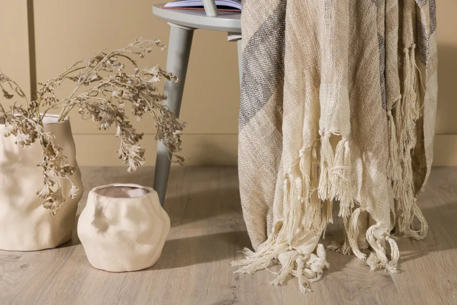 Triibuline Sandy pleed (slub-polüester, murdvalge-beež, 130 × 170 cm), 15948-213 – 6