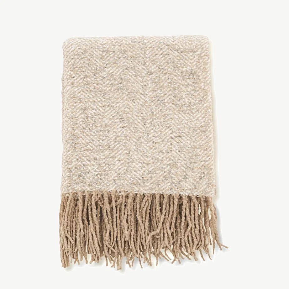 Beež-valge kalanahkses mustris polüester-viskatekike Toby, 130 × 170 cm, 15951-215 – 2