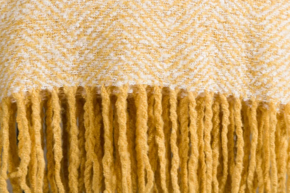 Kollase-valge kalasabamustriga polüesterpleed Toby, 130 × 170 cm, 15951-216 – 7