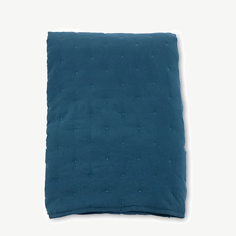 Tepitud mikrokiud voodikate Sally, sügav sinine, 260 × 260 cm - 15986-407