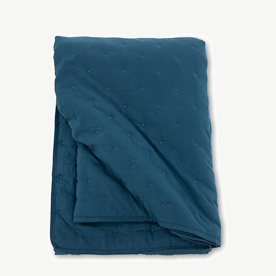 Tepitud mikrokiud voodikate Sally, sügav sinine, 260 × 260 cm, 15986-407