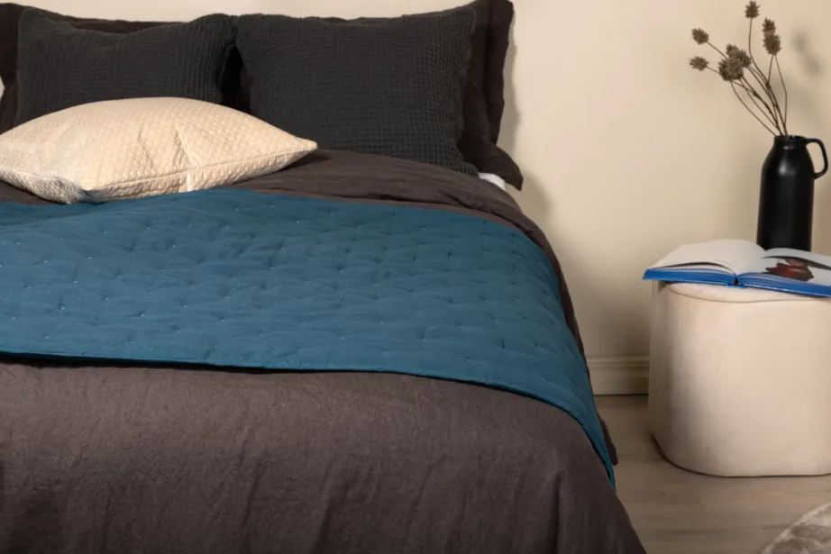 Tepitud mikrokiud voodikate Sally, sügav sinine, 260 × 260 cm, 15986-407 – 4