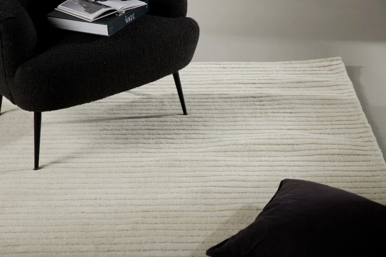 Valge villane ribilise mustriga vaip Milton, 230 × 160 cm - 15989-101