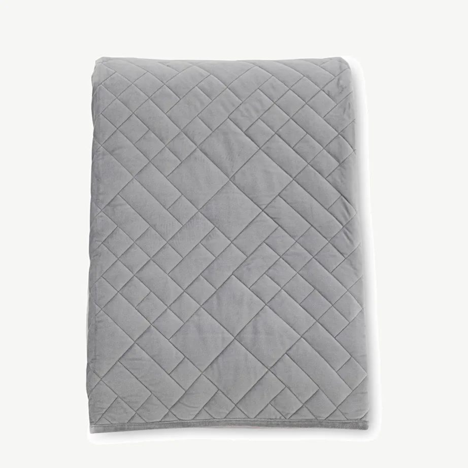 Helehall sametist voodikate Jilly (150 × 80 cm, 100% polüester), 15990-705 – 2