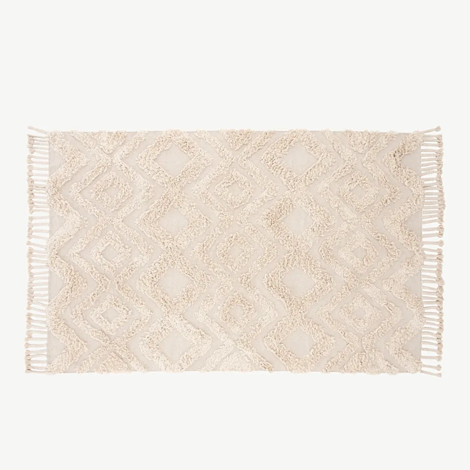 Geomeetrilise mustriga beež puuvillavaip narmastega Hilma, 200 × 300 cm, 15995-557 – 2