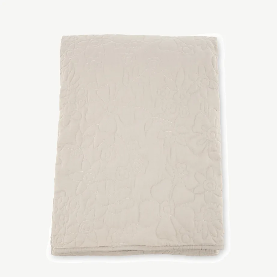 Beež lillemustrilise mikrokiuga voodikate Niki 260×180 cm, 15996-502 – 2