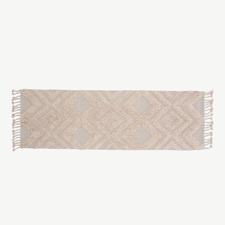 Beež puuvillavaip narmastega Hilma, tuftingtehnikas, 80 × 250 cm - 15997-557