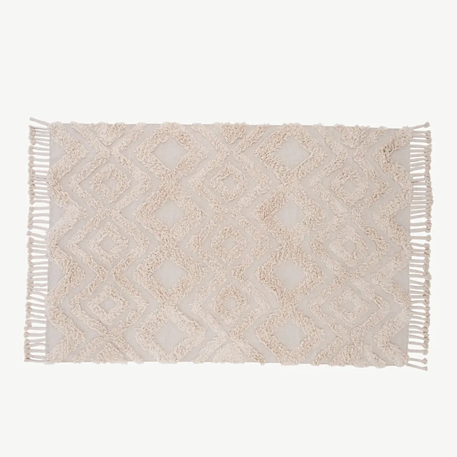 Beež puuvillavaip Hilma reljeefse mustriga, 160 × 230 cm, 15998-557 – 2