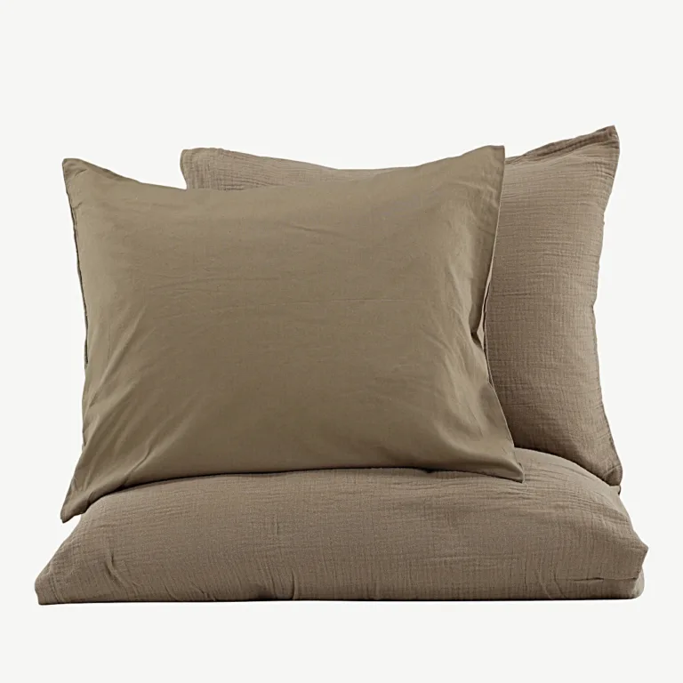 Krinkeldatud pruuni puuvilla voodipesukomplekt Mila, 240x220 cm - 16009-503