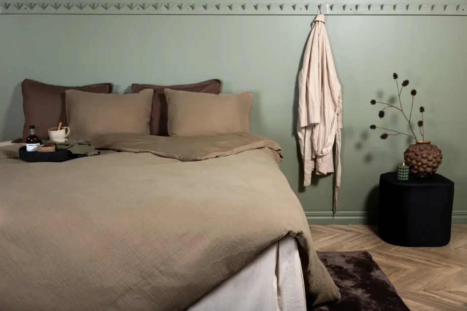 Krinkeldatud pruuni puuvilla voodipesukomplekt Mila, 240×220 cm, 16009-503 – 3