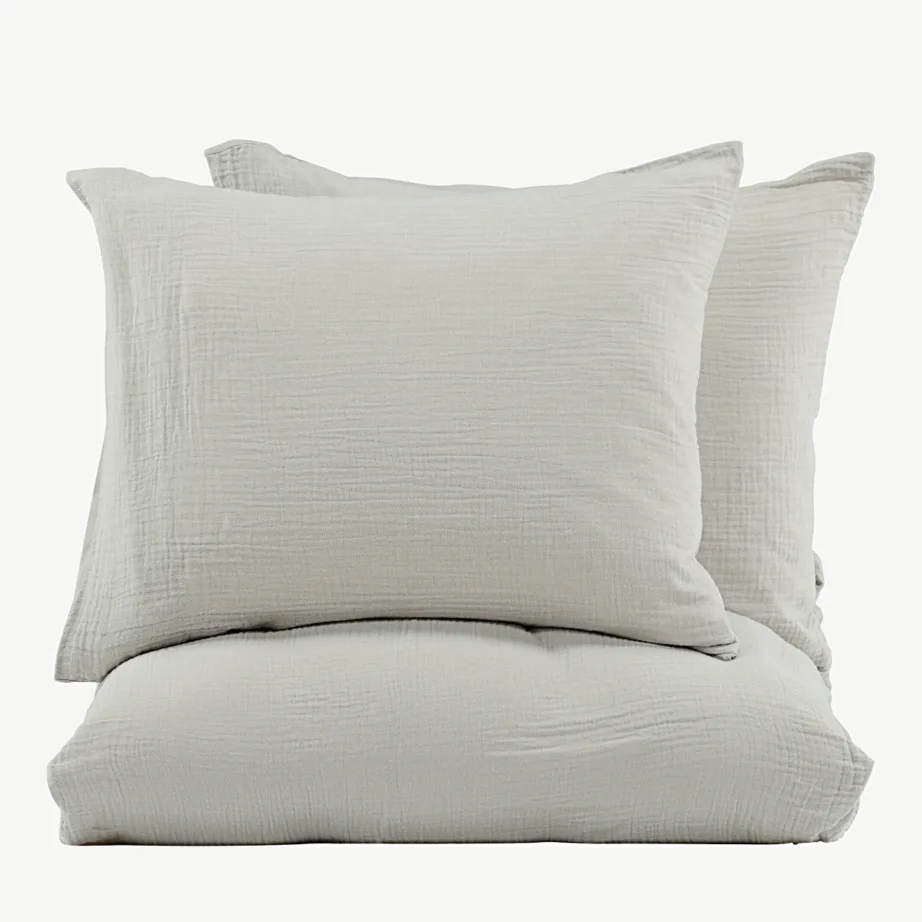 Helehall krobelisest puuvillast voodipesukomplekt Mila (tekikott 240 × 220 cm, 2 padjapüüri), 16009-505 – 2