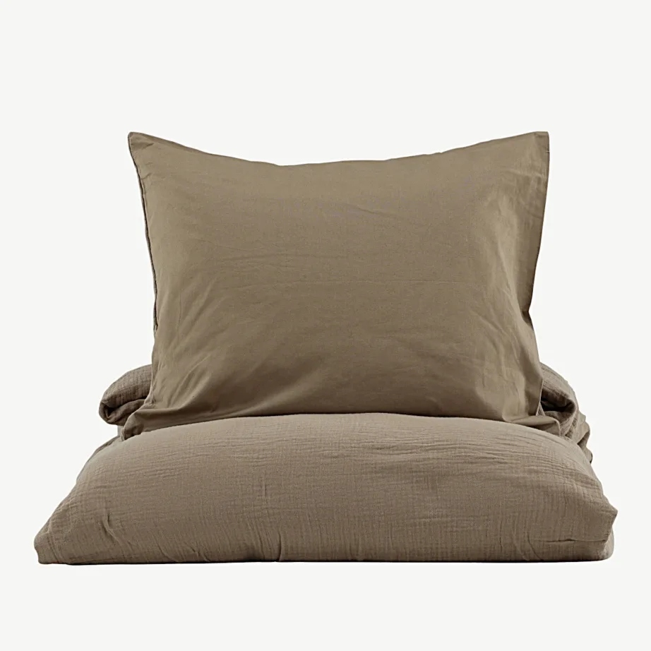 Pruun krinkeldatud puuvillane voodipesukomplekt Mila, 150×200 cm, 16010-503 – 2