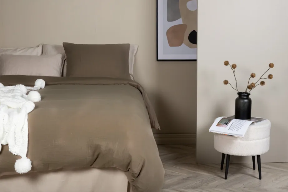 Pruun krinkeldatud puuvillane voodipesukomplekt Mila, 150×200 cm, 16010-503 – 4