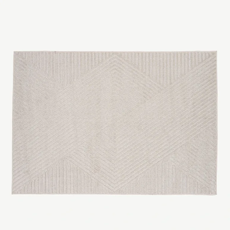 Kreemikasvalge madala karvaga vaip Aron, 290x200 cm, polüpropüleen, geomeetriline muster - 16019-101