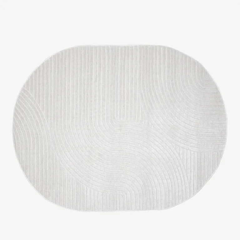 Valge ovaalne dekoratiivvaip Vince, 230 × 160 cm, polüpropüleen - 16024-100