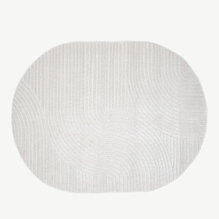 Valge ovaalne dekoratiivvaip Vince, 230 × 160 cm, polüpropüleen, 16024-100