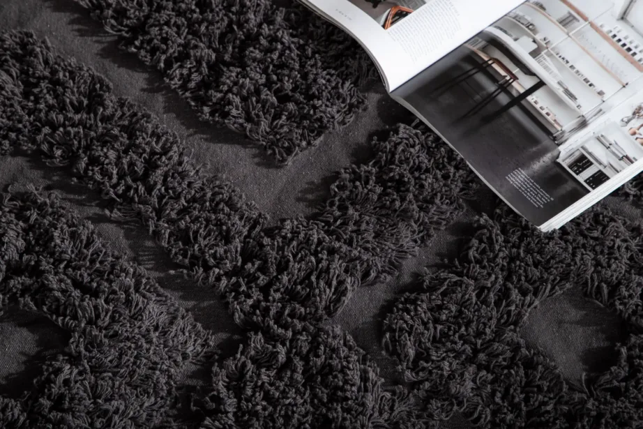 Käsitsi kootud tumehalli puuvillavaibaga Hilma, 300 × 200 cm, 16032-107 – 5