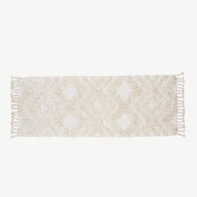 Valge puuvillane esikuvaip Hilma, narmastega, 200x70 cm - 16033-101