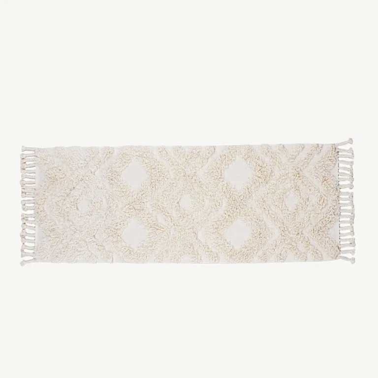 Valge puuvillane esikuvaip Hilma, narmastega, 200x70 cm - 16033-101