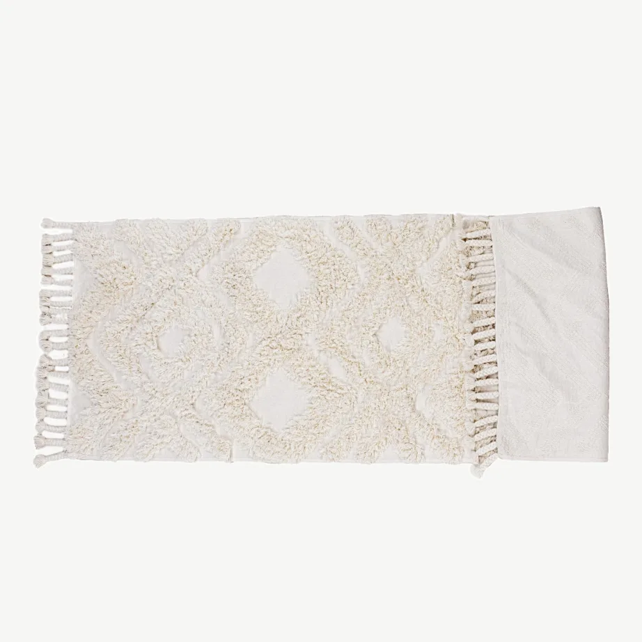 Valge puuvillane esikuvaip Hilma, narmastega, 200×70 cm, 16033-101 – 2