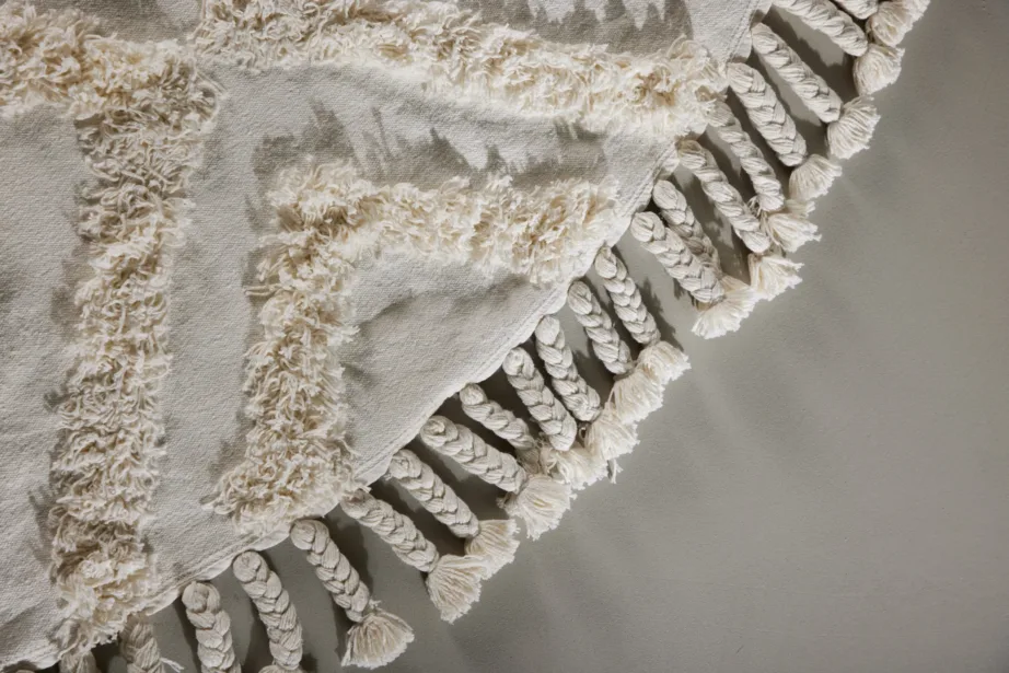 Ümmargune valge puuvillavaip Hilma, geomeetrilise mustriga, ø200 cm, 16034-101 – 3