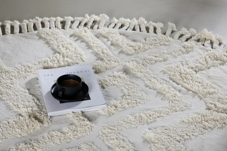 Ümmargune valge puuvillavaip Hilma, geomeetrilise mustriga, ø200 cm, 16034-101 – 5