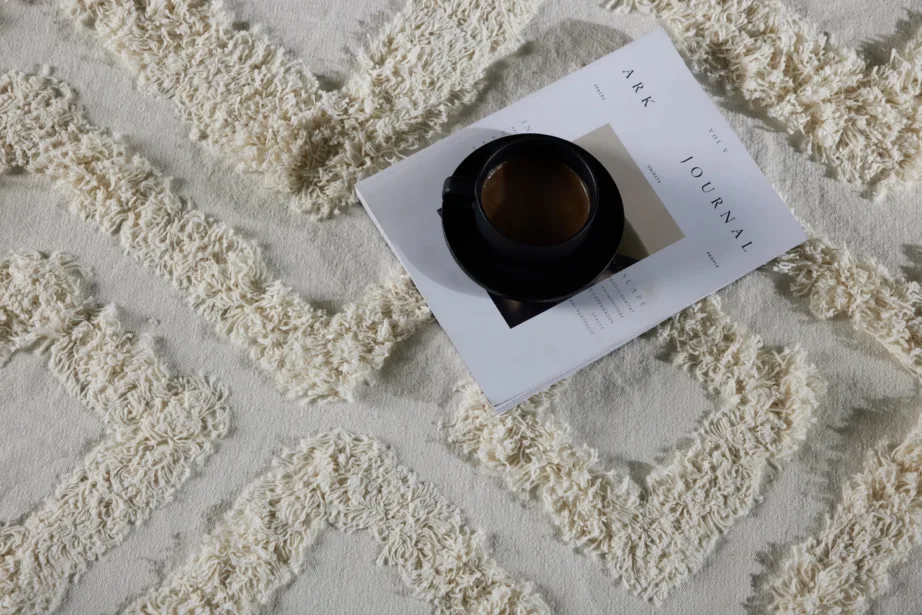 Ümmargune valge puuvillavaip Hilma, geomeetrilise mustriga, ø200 cm, 16034-101 – 6